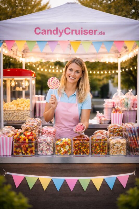 Symbolbild: Candybar mit bunten Süßigkeiten in Gläsern